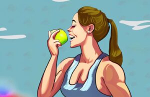 fit girl eating apple